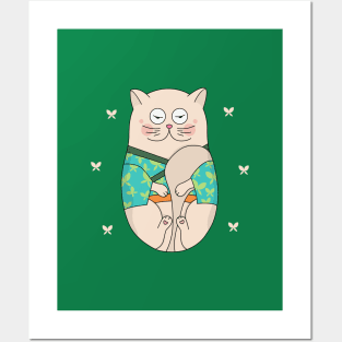 cute Japanese cat front Posters and Art